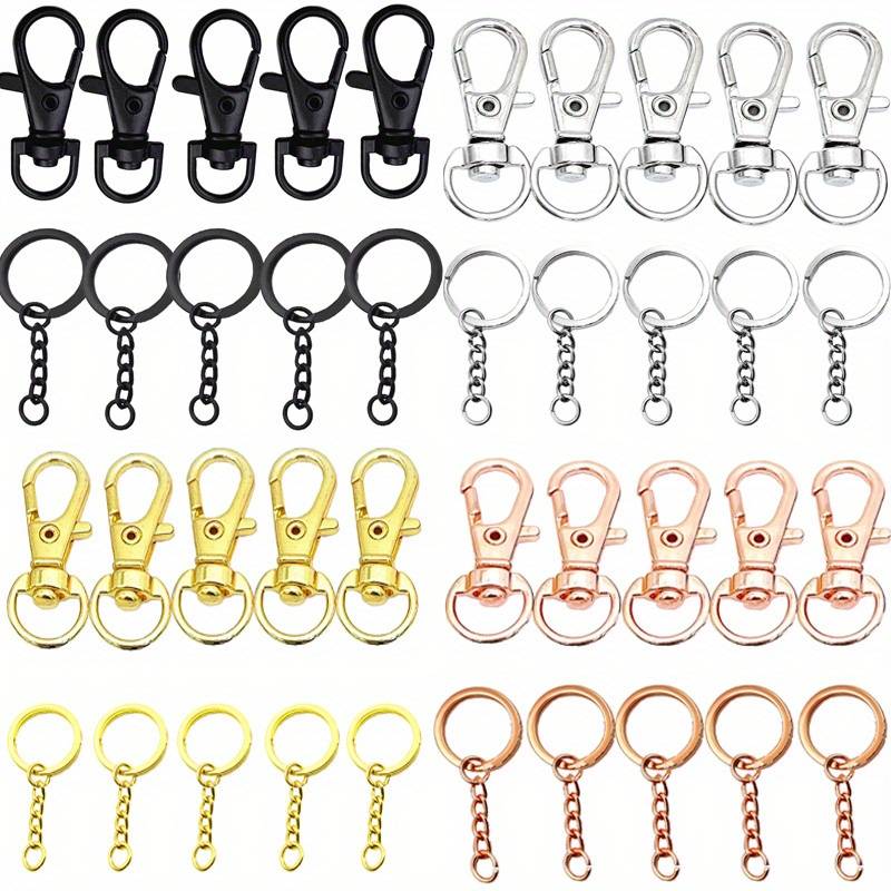 Temu 10pcs Keychain Hooks with Keyring Chain for Men, Key Chain Clip Hooks with Rings, for DIY Process of Hanging Rope Jewelry, Jewels ( 5pcs Zinc Alloy